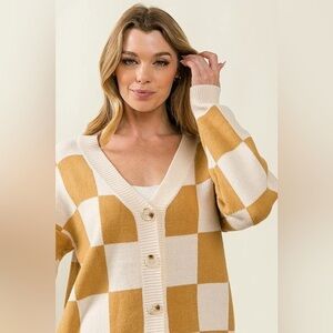 BiBi Checked V-neck Cardigan
